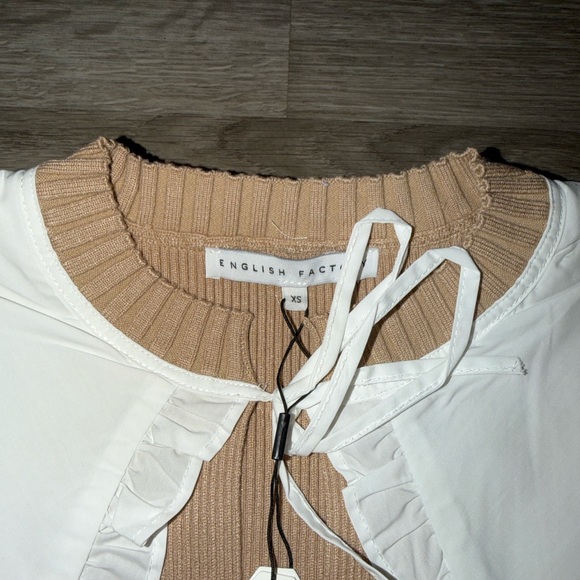 English Factory puff sleeve poplin collared sweater - Picture 6 of 10